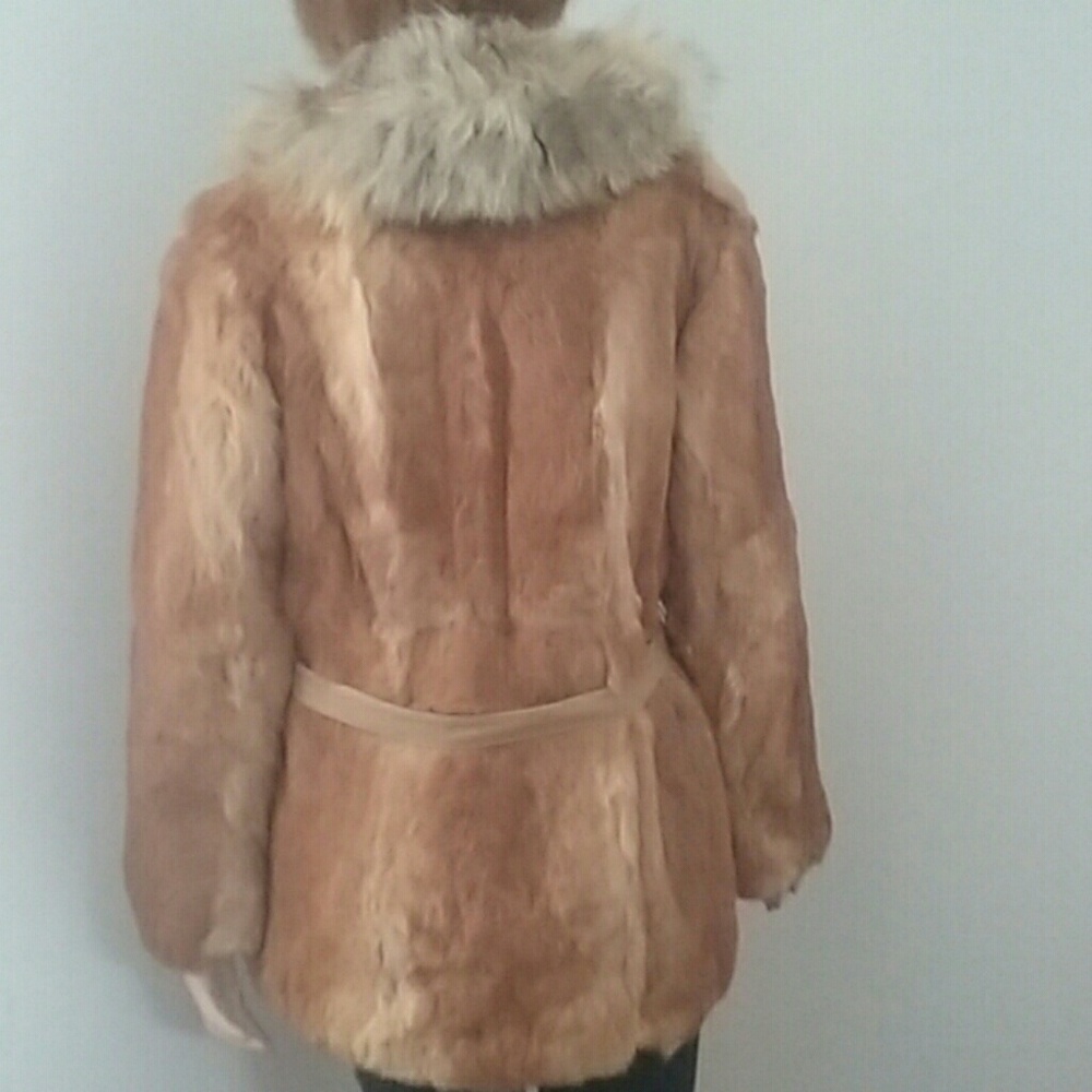 Genuine Rabbit fur fox collar coat - Picture 3 of 8